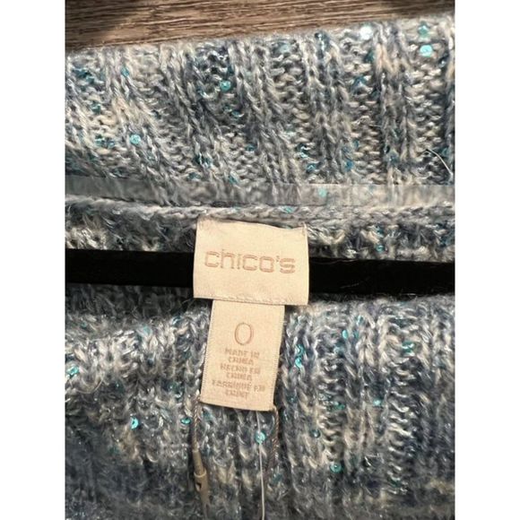 Chico's Sequin Shine Dorothy Off the Shoulder Pullover Sweater Size 0/37 Chest - Picture 5 of 7